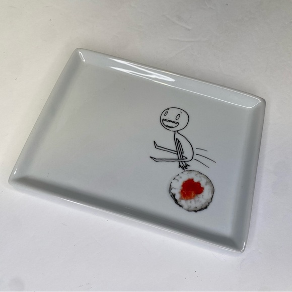 CB2 OLIVER White Sushi Appetizer Plate Leap Frog Rectangle Crate&Barrel 2012 - Picture 3 of 5